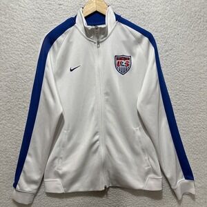 Nike Men's Size L Team USA Full Zip Up Soccer Jacket White Full 589862-100